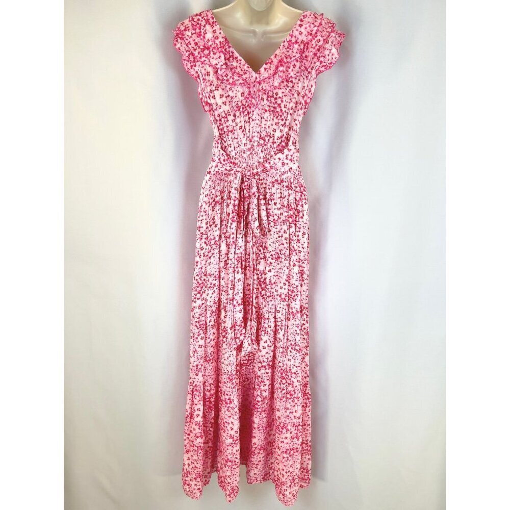 POUPETTE ST BARTH Della Long Dress Pink Floral Maxi $390 - Picture 7 of 13